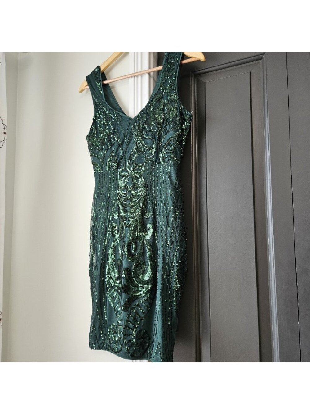 Haute Monde Dress Womens S Green Sequin Homecoming Formal Wedding Party Club Glm